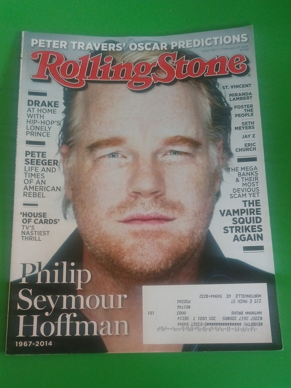 Rolling Stone Magazine Philip Seymour Hoffman Memorium Cover 2014 February 27